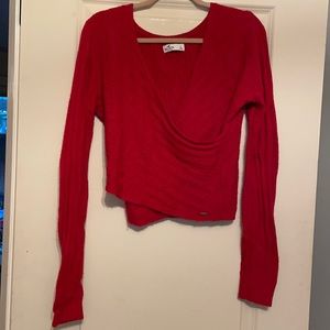 Hollister Red Faux Wrap Sweater